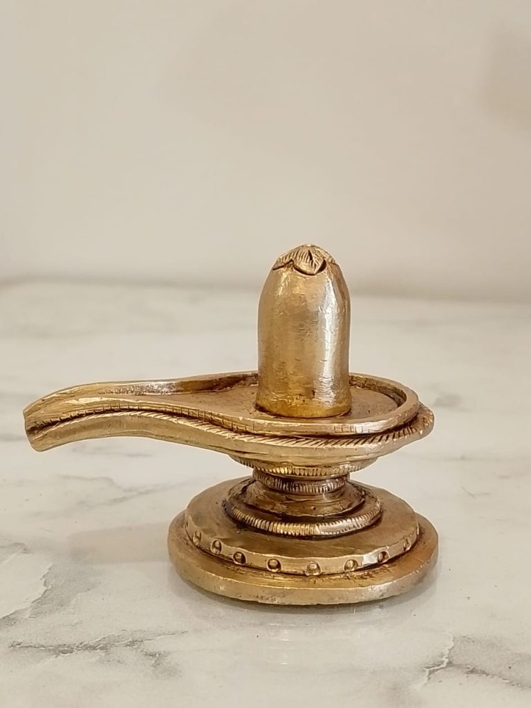 Sacred Shiva Lingam Idol – Golden Finish Lingam for Home Temple & Pooja