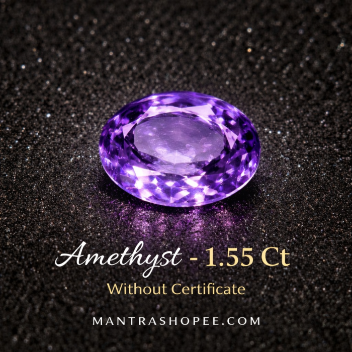 Natural Amethyst 1.55 CT gemstone with deep violet color and eye-clean clarity, non-certified, ideal for jewelry use