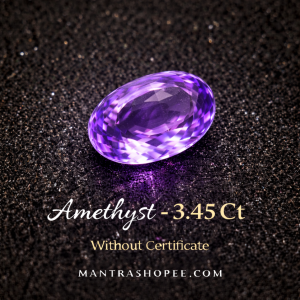 Natural 3.45 CT Amethyst gemstone, deep violet color, eye-clean finish, ideal for rings, pendants, and spiritual use.
