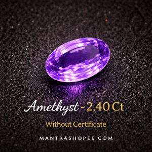 Natural 2.40 CT Amethyst gemstone, deep violet color, eye-clean finish, ideal for rings, pendants, and spiritual use.