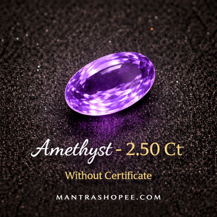 Natural 2.50 CT Amethyst gemstone, deep violet color, eye-clean finish, ideal for rings, pendants, and spiritual use.