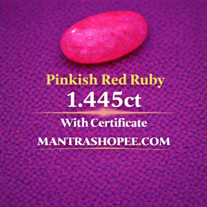 Natural Pinkish Red Ruby 1.445 CT certified premium gemstone for jewelry and astrology use