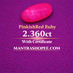 Natural Pinkish Red Ruby 2.360 CT certified premium gemstone for jewelry and astrology
