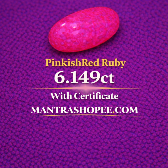 Natural Pinkish Red Ruby 6.149 CT certified premium gemstone for luxury jewelry and investment