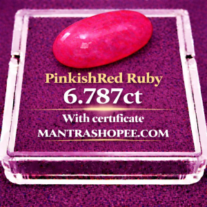 Natural Pinkish Red Ruby 6.787 CT certified premium large gemstone for luxury jewelry