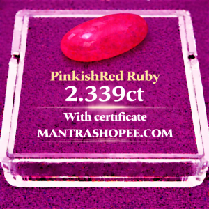 Natural Pinkish Red Ruby 2.339 CT certified premium gemstone for luxury use