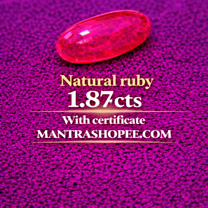 Natural Ruby 1.87 CT certified premium red gemstone for daily wear Natural Ruby 1.87 CT certified premium red gemstone for daily wear