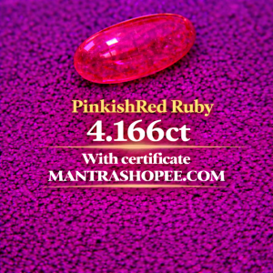 Natural Pinkish Red Ruby 4.166 CT certified premium gemstone for luxury jewelry