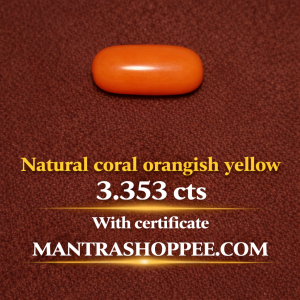 Natural Orangish Yellow Coral 3.353 CT certified premium gemstone