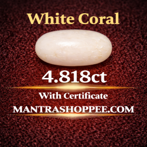 Natural White Coral 4.818 CT certified premium gemstone for emotional balance