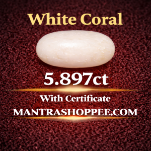 Natural White Coral 5.897 CT certified premium gemstone for emotional balance