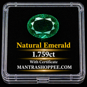 Natural Emerald 1.759CT certified premium green gemstone for jewelry and astrology