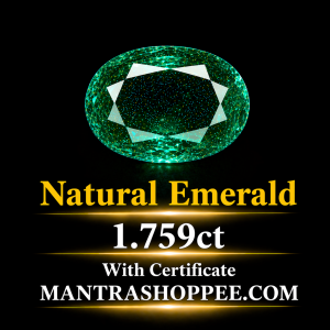 Natural Emerald 1.759CT certified premium green gemstone for jewelry and astrology