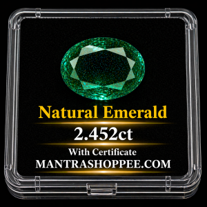 Natural Emerald 2.452CT certified premium green gemstone for jewelry and astrology