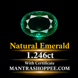 Natural Emerald 1.246CT certified premium green gemstone for jewelry and astrology
