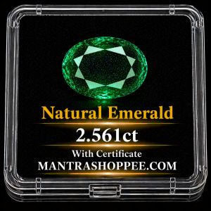 Natural Emerald 2.561CT certified premium green gemstone for jewelry and astrology