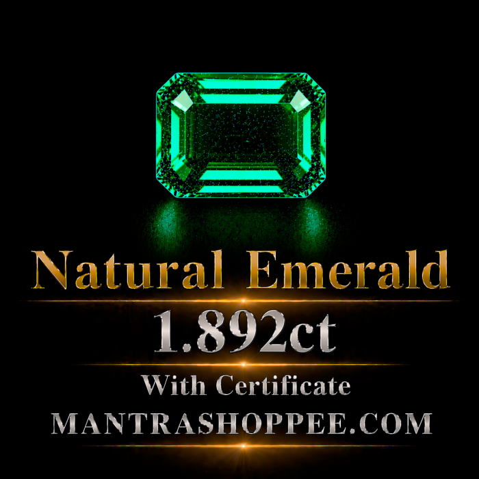 Natural Emerald 1.892 CT certified premium green panna gemstone Natural Emerald 1.892 CT certified premium green panna gemstone