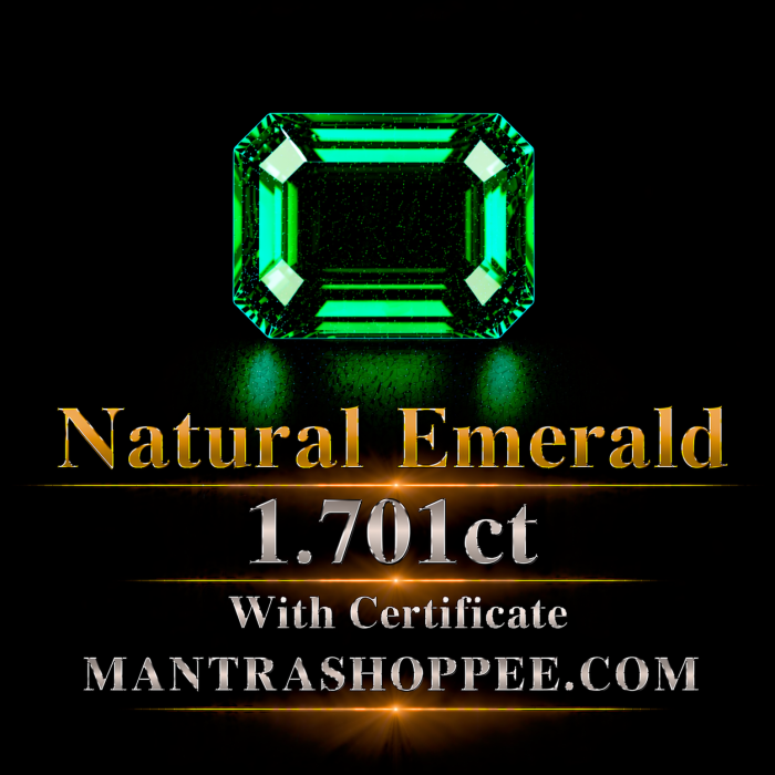 Natural Emerald 1.701 CT certified premium green panna gemstone Natural Emerald 1.701 CT certified premium green panna gemstone