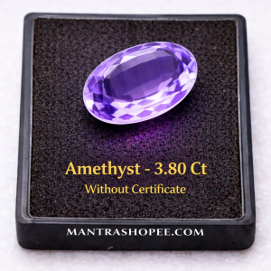 Buy Natural Amethyst 3.80 carat violet gemstone online. Perfect for statement rings & luxury jewelry. Premium quality at MantraShoppee.com.