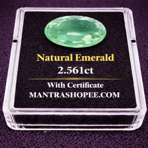 Natural Emerald 2.561 CT certified vivid green gemstone for jewelry, astrology, and investment