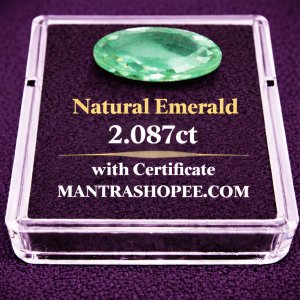 Natural Emerald 2.087 CT certified premium green gemstone for jewelry and astrology use