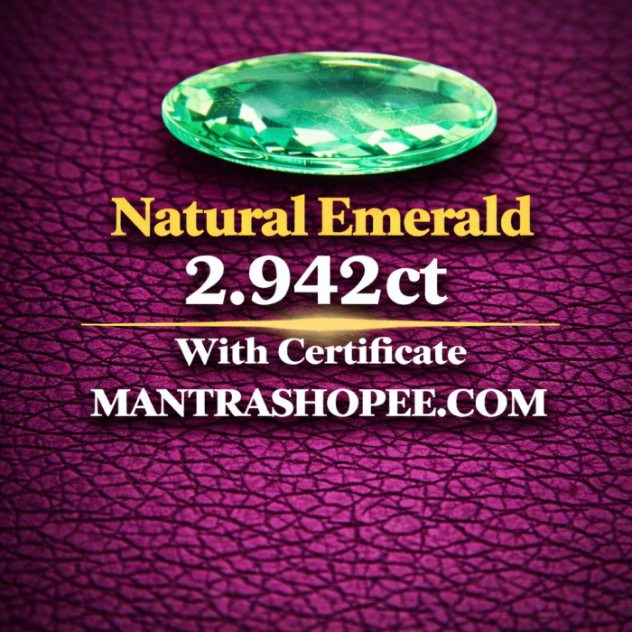 Natural Emerald 2.942 CT certified premium green gemstone for jewelry and astrology Natural Emerald 2.942 CT certified premium green gemstone for jewelry and astrology