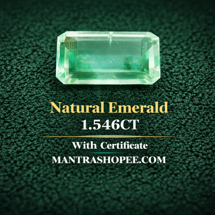 Natural Emerald 1.546 CT certified green gemstone for jewelry, astrology, and healing Natural Emerald 1.546 CT certified green gemstone for jewelry, astrology, and healing
