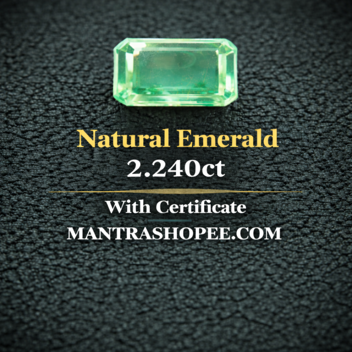 Natural Emerald 2.240 CT certified green gemstone for jewelry and astrology Natural Emerald 2.240 CT certified green gemstone for jewelry and astrology