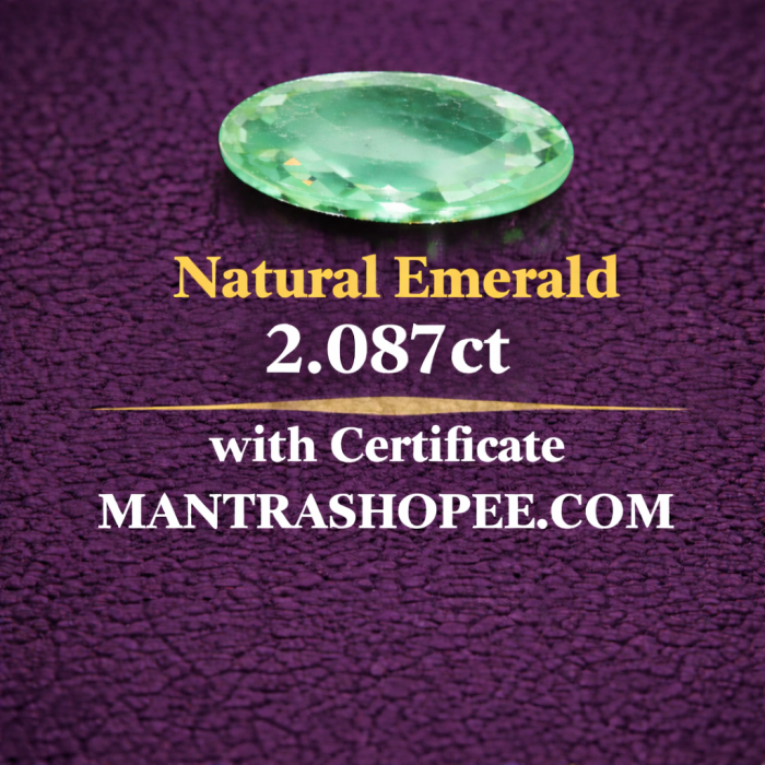 Natural Emerald 2.087 CT certified premium green gemstone for jewelry and astrology use