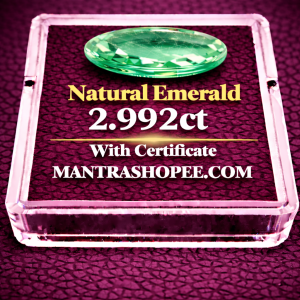 Natural Emerald 2.992 CT certified premium green gemstone for jewelry and astrology