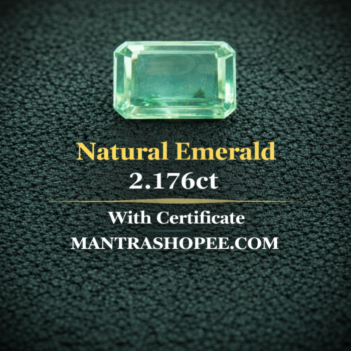 Natural Emerald 2.176 CT certified green gemstone for jewelry and astrology
