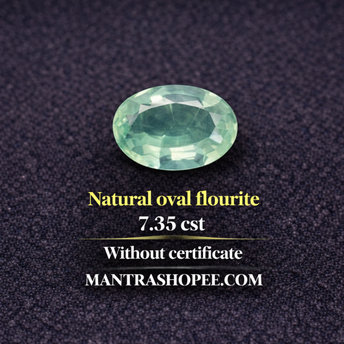 Natural Oval Fluorite 7.35 CT gemstone with smooth oval cut, ideal for jewelry, healing, and spiritual energy