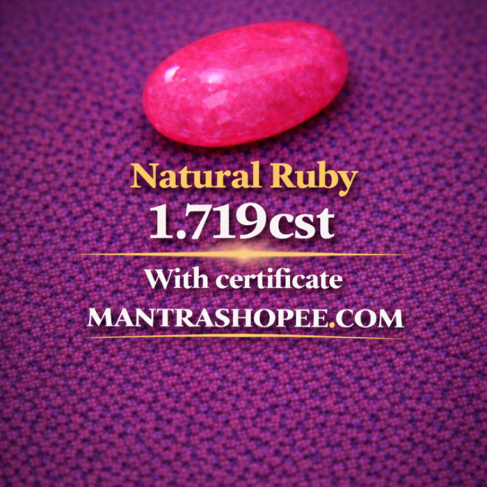 Natural Pinkish Red Ruby 1.719 CT certified premium gemstone for jewelry and astrology