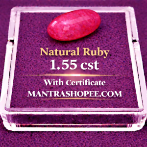 Natural Ruby 1.55 CT certified premium red gemstone for astrology and jewelry use