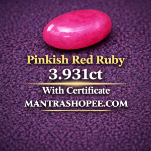 Natural Pinkish Red Ruby 3.931 CT certified premium gemstone for jewelry and astrology