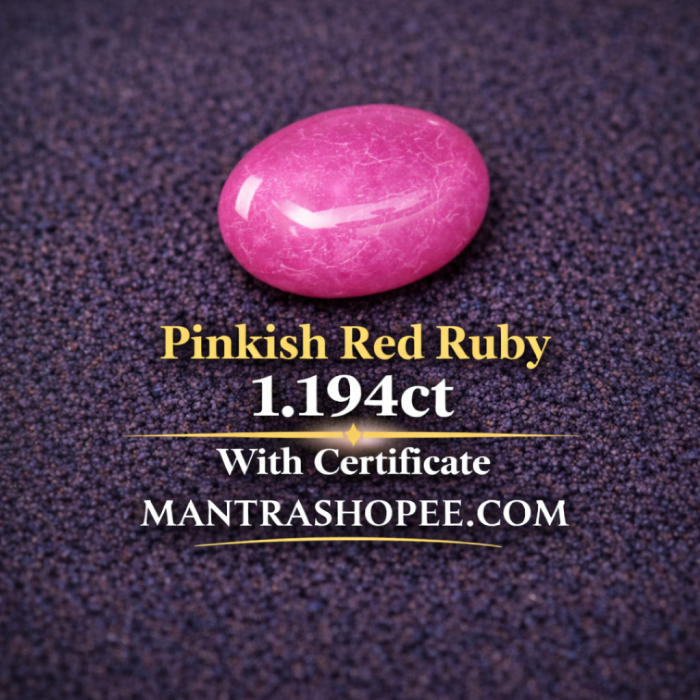 Natural Pinkish Red Ruby 1.194 CT certified premium gemstone for jewelry and astrology Natural Pinkish Red Ruby 1.194 CT certified premium gemstone for jewelry and astrology