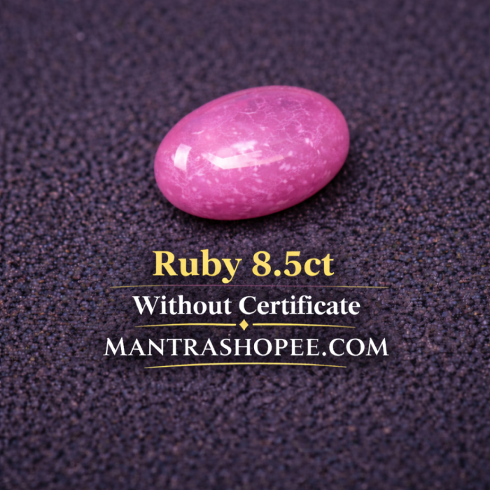 Natural Light Star Ruby 8.05 CT cabochon gemstone with visible star effect for jewelry, collectors, and spiritual use