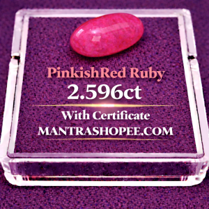 Natural Pinkish Red Ruby 2.596 CT certified premium gemstone for luxury jewelry and astrology