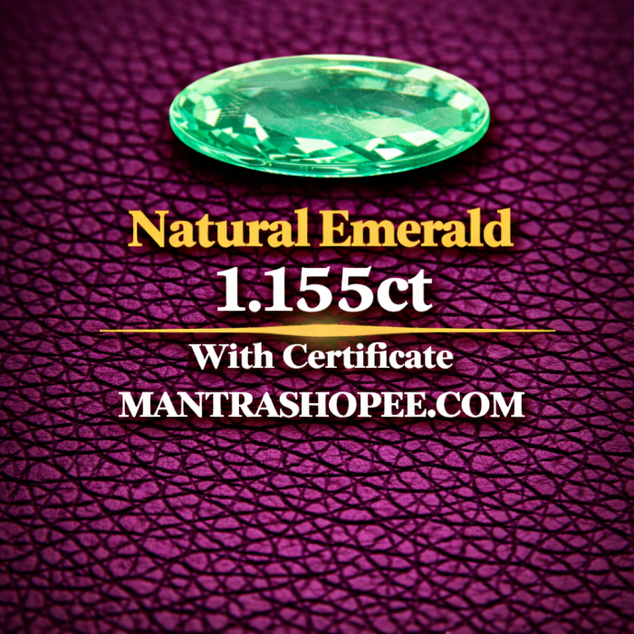 Natural Emerald 1.155 CT certified premium green gemstone for jewelry and astrology Natural Emerald 1.155 CT certified premium green gemstone for jewelry and astrology