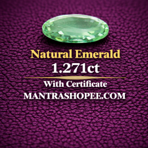 Natural Emerald 1.271 CT certified premium green gemstone for jewelry and astrology