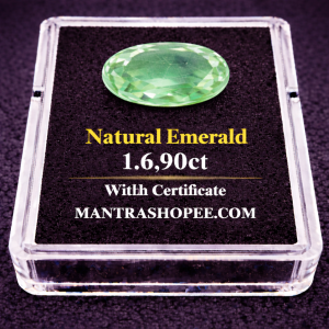 Natural Emerald 1.690 CT certified green gemstone for jewelry and astrology